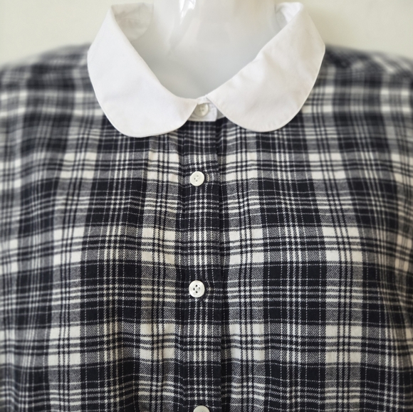 Brooks Brothers Black and White Plaid Shirt Contrasting Collar - Picture 2 of 6